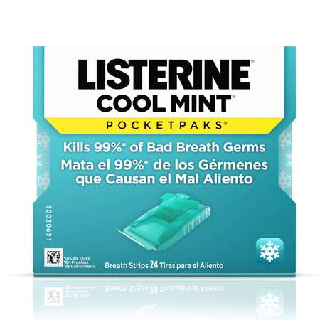 LISTERINE Listerine Pocketpaks Coolmint Breath Strips 24 Strips, PK144 5243365